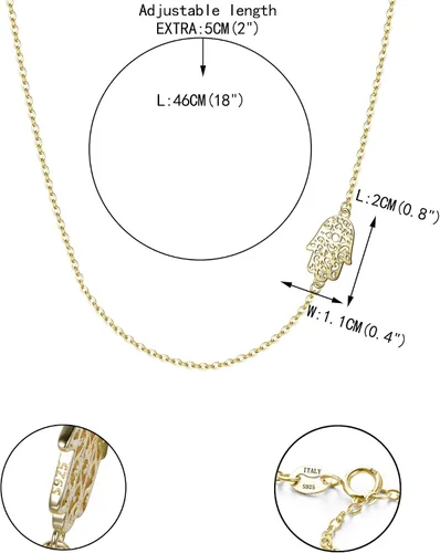 Miniatura 4 de EVER FAITH Gargantilla de plata de ley 925 con cadena ajustable para mujer