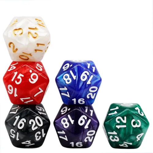 Handan 6 Piezas D20 Dados Poliédricos, Dados DND de 20 Caras, Dados Grandes de Perla de 22mm Mezcla de Colores, Conjunto de Dados D&D de 20 Caras