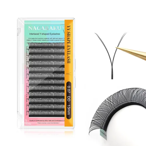 Miniatura 42 de Suministros de extensiones de pestañas NAGARAKU yy, pestañas falsas 0.05mm rizado D, bandeja mixta 8-12mm, prefabricadas 4D, abanico fácil, volumen