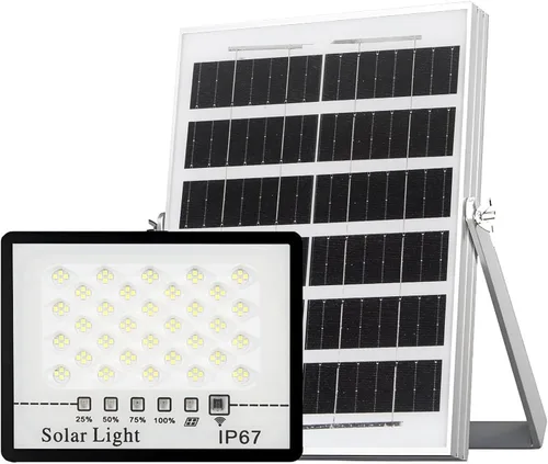 Luz solar para exteriores de 128 LED, IP67 impermeable gran angular luz de pared de inundación, 3 modos (sensor de luz+control remoto+temporizador),