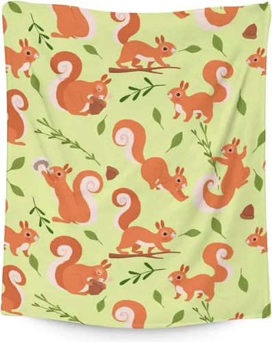 Miniatura 10 de Manta de ardilla de regalo – 40 x 50 pulgadas linda manta para niñas – Manta negra suave y acogedora mullida para sofá Ardilla1-1