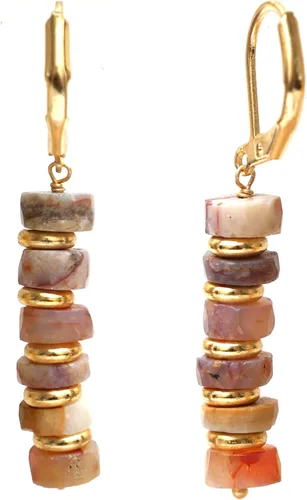 Miniatura 13 de Pendientes colgantes de cuentas naturales ligeros hechos a mano con cristales de joyería hipoalergénica sin manchas chapados en oro, joyería
