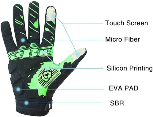 Miniatura 4 de Guantes de ciclismo de esqueleto, guantes de motocicletas, para vehículos todoterreno MTB, guantes de bicicleta, absorción de golpes, diseño