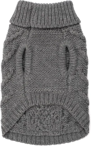 Miniatura 3 de The Worthy Dog Suéter de cuello alto de punto grueso, ropa cálida de invierno para perro, trajes de abrigo para mascotas para clima frío - XXS, gris