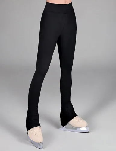 Miniatura 7 de Pantalones de patinaje sobre hielo para niñas, leggings negros de cintura alta, suaves, sin costuras, cálidos, para niños, adolescentes, competición