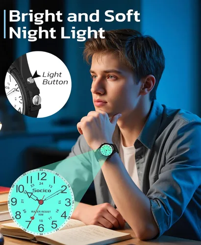 Miniatura 2 de Reloj para hombres y mujeres, cara grande, clásico, analógico, de cuarzo, deportivo, retroiluminado, unisex, impermeable, reloj de enfermera