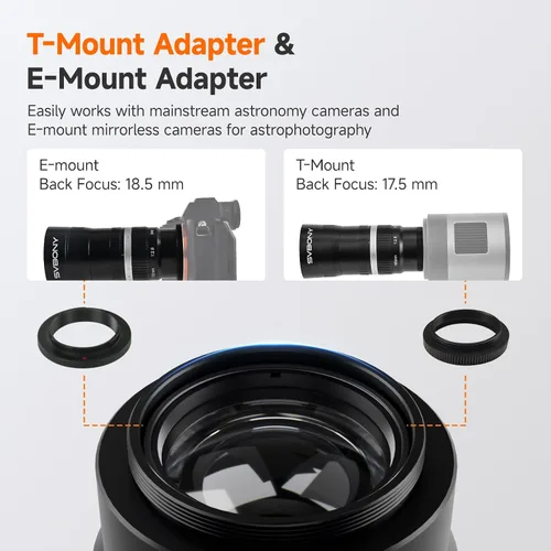 Miniatura 6 de SVBONY Lente de cámara SV535 APO Astro, lente de teleobjetivo F2.8, longitud focal de 4.134 in, compatible con fotograma completo, montura M42/E