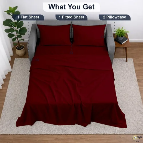 Miniatura 5 de Cottington Lane Juego de 4 piezas de sábanas para sofá cama tamaño matrimonial, 100% algodón egipcio de alta calidad para sofá cama, sofá biplaza
