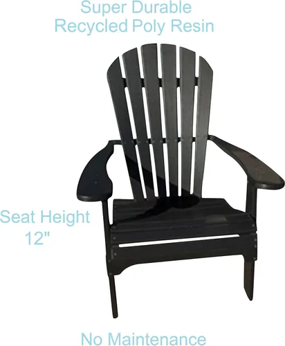 Miniatura 4 de Phat Tommy Silla Adirondack plegable – Silla Adirondack de polietileno de polietileno de alta densidad – resistente plástico reciclado – Muebles