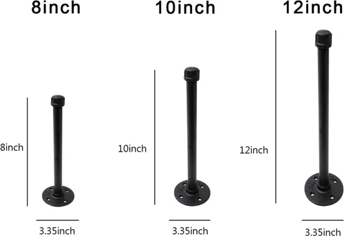 Miniatura 3 de Soportes industriales de tubo de hierro negro de 1/2 pulgada, soporte rústico para colgar en la pared, soportes de tubo personalizados para estantes
