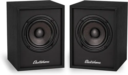 Electrohome Huntley - Altavoces alimentados para estantería con amplificador integrado y controladores de 3 pulgadas para tocadiscos, TV, PC y Negro