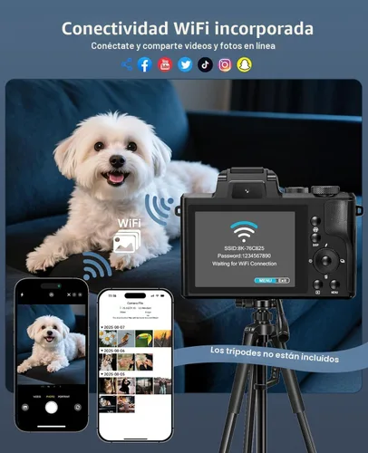 Miniatura 5 de Cámaras digitales 8K para enfoque automático de fotografía, actualización 2026 88MP WiFi profesional 16X Zoom cámara de fotografía con doble lente