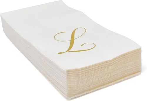 Miniatura 6 de Gift Boutique 100 Servilletas Doradas con Monograma para Invitados Letra L Paquete de Papel Desechable Elegante Lámina Dorada Metálica Servilletas