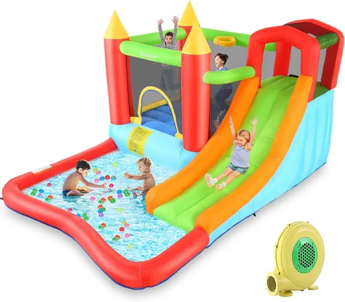Miniatura 9 de AKEYDIY Casa de rebote para niños, 13 x 12 pies, casa de rebote para niños de 3 a 12 años, casa inflable con toboganes dobles y área de rebote