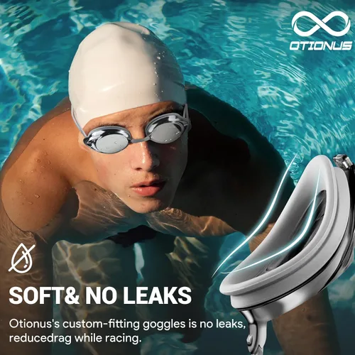 Miniatura 6 de Gafas de natación para adultos, hombres, mujeres y jóvenes, con correa elástica, gafas de natación sin tirones de pelo espejo/lentes transparentes
