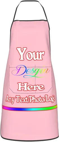 Miniatura 28 de Delantal de diseño personalizado para mujeres y hombres con bolsillos, delantal de cocina personalizado, diseño de logotipo de texto