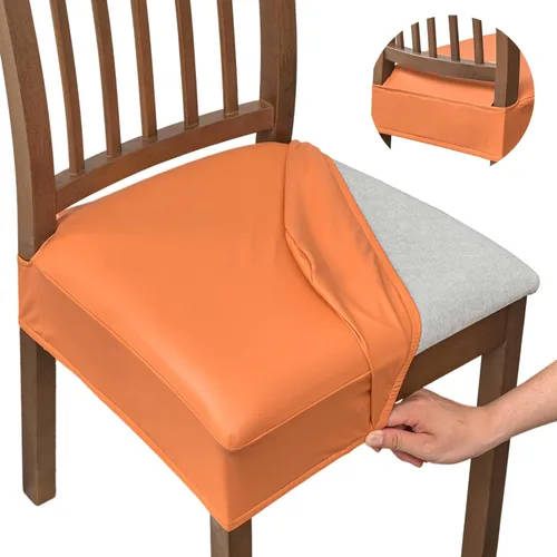 Miniatura 16 de NILUOH Fundas impermeables para asientos de sillas de comedor, juego de 2, fundas de asiento de cuero PU para sillas de comedor, fundas de asiento