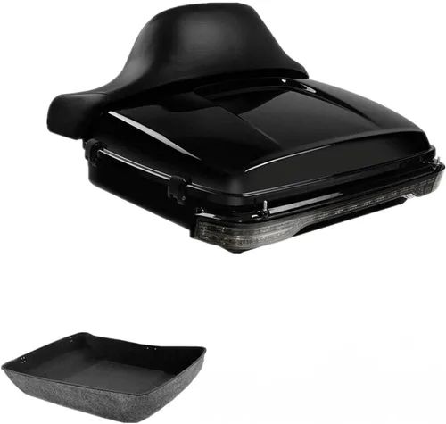 Miniatura 22 de TCMT Caja de maletero de motocicleta cortada de 10.7", respaldo envolvente, soporte de montaje para 2 personas, compatible con Harley 2014-2025 Con