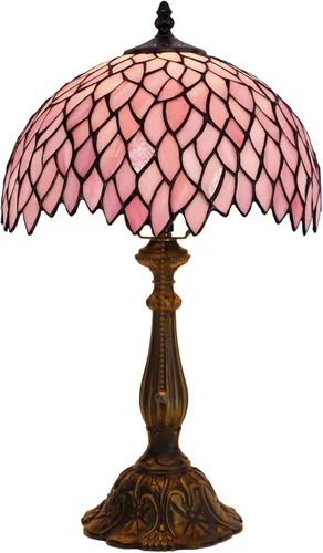 Miniatura 8 de Tiffany Lamp Stained Glass Table Lamp Bedside Reading Light W12H19 Inches (Sea Blue Pearl Style)