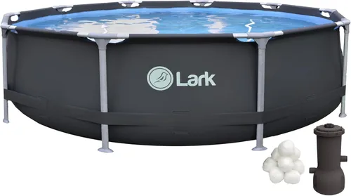 Miniatura 7 de Lark Piscina sobre el suelo con marco de fibra de vidrio de 12 pies x 30 pulgadas, a prueba de óxido, color grafito con sistema de bomba