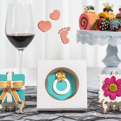 Miniatura 5 de RomanticBaking Cajas de galletas de San Valentín con ventana de 4 3/8 pulgadas x 4 3/8 pulgadas x 1 1/5 pulgadas, paquete de 100 cajas de regalo