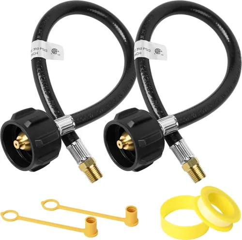 Miniatura 10 de Mangueras de propano para RV de 15 pulgadas con medidor, manguera trenzada de acero inoxidable para tanque de caravana, línea de manguera pigtail