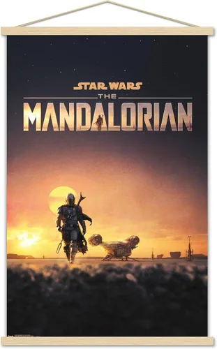 Miniatura 16 de Trends International Star Wars: The Mandalorian - Póster de pared de una hoja D23, 14.725 x 22.375 pulgadas, versión enmarcada de madera de granero