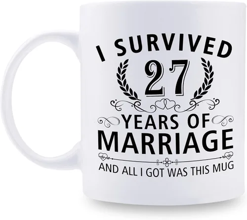 Miniatura 21 de Taza de café de 11 onzas con texto en inglés "I Survived 50 Years of Marriage and All I Got Was This Cup" para el 50 aniversario de boda y para él
