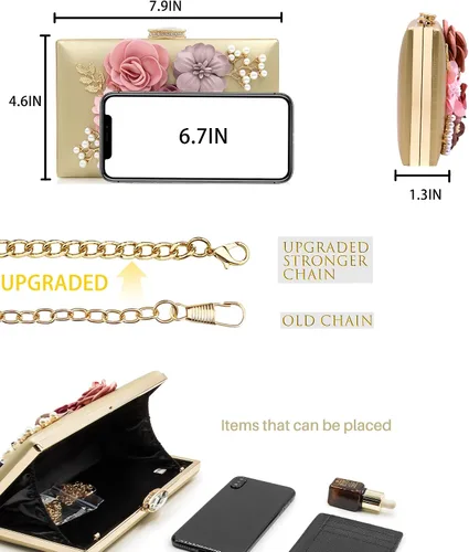 Miniatura 3 de Milisente - Bolso tipo clutch de diseño floral, bolso de noche para mujer, para novias, bodas