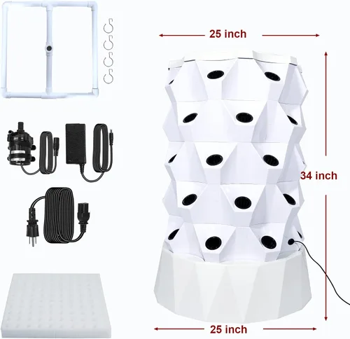 Miniatura 6 de Sistema de cultivo de torre hidropónica, equipo de torre aeropónica de cultivo vertical para hierbas, frutas y verduras de interior con adaptador