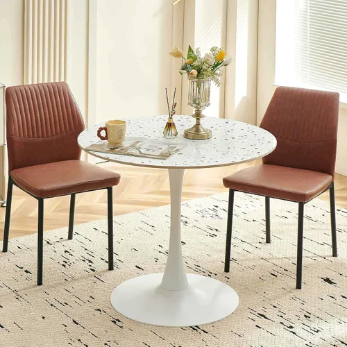 Miniatura 12 de Juego de 2 sillas de comedor modernas, de piel sintética, cómodas, tapizadas, para comedor, cocina, con patas de metal negro para sala de estar