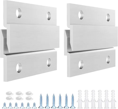 Colgador de Cuadros con Riel Francés, Colgador Z de Aluminio con Soporte de Montaje en Pared Entrelazado, Kit de Herrajes con Clips Z para Colgar
