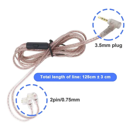 Miniatura 3 de The Lord of the Tools Cable de repuesto para auriculares C Pin de 0.138 in con micrófono compatible con cable estéreo KZ
