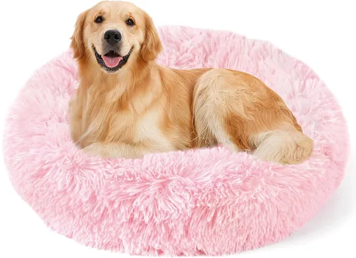 Miniatura 30 de NOYAL Cama Calmante en Forma de Rosquilla para Perros Pequeños a Medianos y Gatos - Cama para Mascotas de Felpa de Piel Sintética Anti-Ansiedad