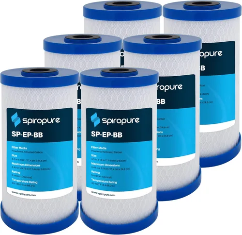 SpiroPure SP-EP-BB 155548-43 CB-45-1005 Cartucho de filtro de agua con carcasa de coco certificado NSF de 10 x 4.5 micrones EP-BB 155548-43