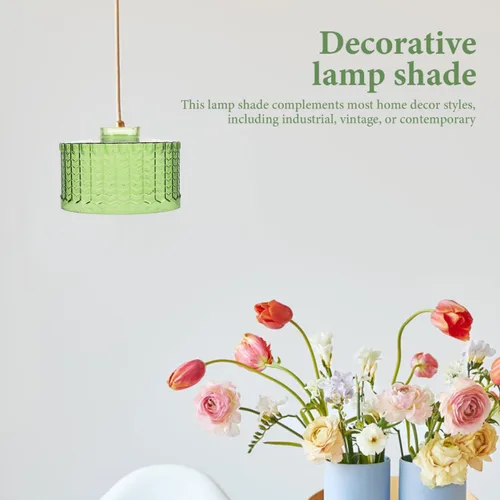 Miniatura 8 de Beaupretty Pantalla de luz colgante de vidrio de 5.90 x 5.90 x 3.54 pulgadas, reemplazo de pantalla de lámpara colgante con patrón de rayas
