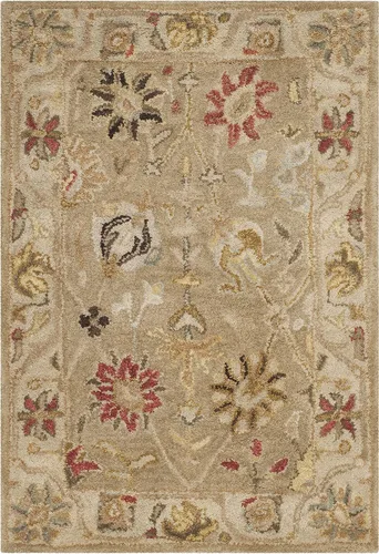 SAFAVIEH Antiquity Collection - Alfombra decorativa de 2 x 3 pies, color gris pardo y beige, hecho a mano, lana oriental tradicional, ideal para