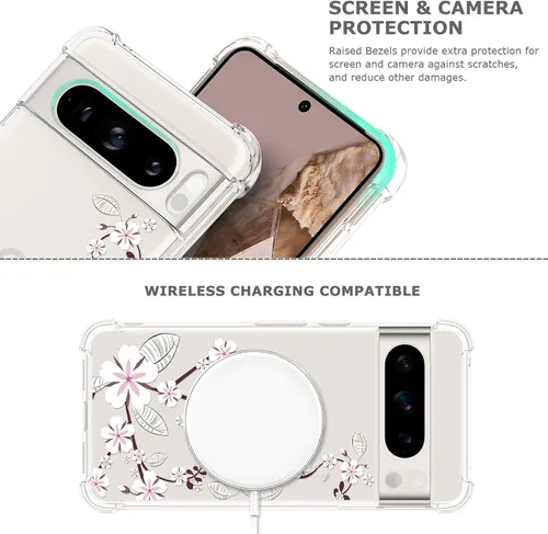 Miniatura 6 de Funda transparente floral para Pixel 8 Pro para mujeres/niñas, bonita funda de teléfono para Google Pixel 8 Pro, diseño de flores, delgada, suave