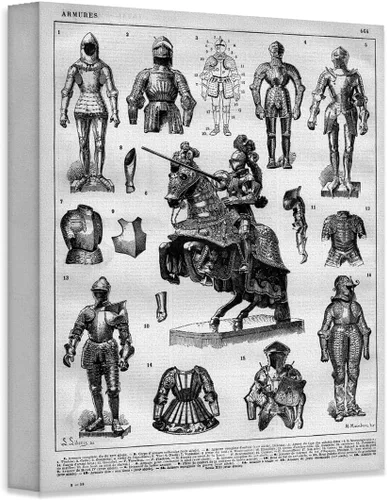 Miniatura 8 de Knight Armor - Lámina enmarcada de 11 x 14 pulgadas – Arte de pared de armaduras medievales para cueva de hombre, oficina, decoración de bar