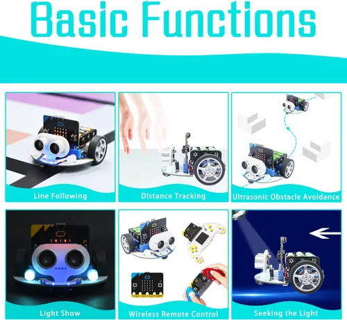 Miniatura 3 de ELECFREAKS Microbit Mini Cutebot Kit compatible con BBC Micro:bit V2 y V1, Kit de Coche Robot Programable DIY, Proyecto Educativo STEM, Coche