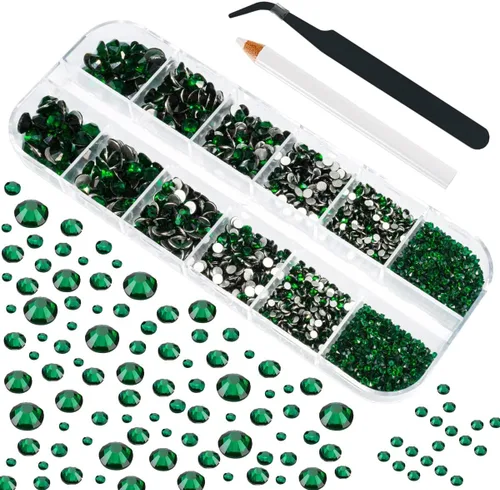 Miniatura 16 de Juego de 4010 diamantes de imitación dorados champán para arte de uñas, diamantes de imitación de parte trasera plana, dijes dorados para uñas, 6