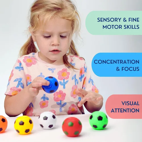 Miniatura 2 de Global Gumball Fidget Spinners – Bolas antiestrés de 2 pulgadas en la caja de regalo – 6 piezas de recuerdos de fiesta de fútbol para niños – Mini