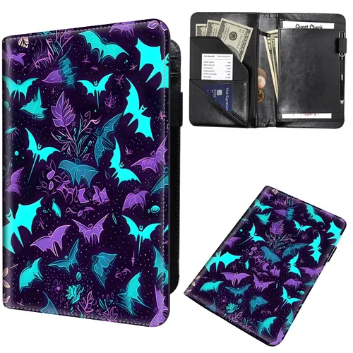 Libros de mesero para camarera, cartera de cuero para camarero con cremallera, soporte para recibos, para camarero, camarero, accesorios para