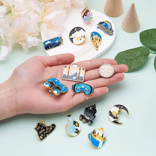 Miniatura 45 de Pandahall - Broches esmaltados de aleación con varios temas, broche de solapa, juego de pines esmaltados