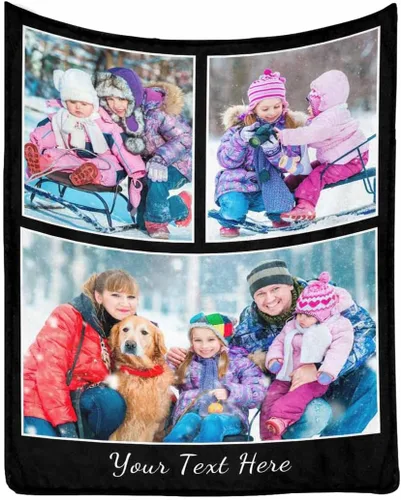 Miniatura 27 de Manta de Fotos Personalizada para Amigos BFF Navidad, Manta de Cama Personalizada con Collage de 9 Fotos para Mamá Papá Fotos Familiares Multi 02
