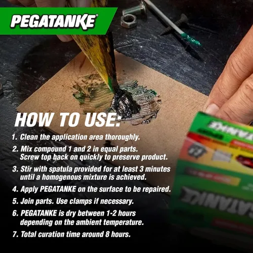 Miniatura 4 de PEGATANKE - Resina epoxi negra de 2 partes y adhesivo de soldadura en frío Pegamento de metal líquido de alta resistencia para tanques