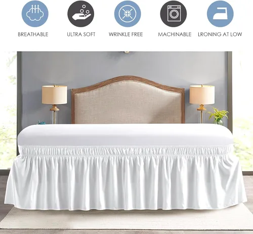 Miniatura 5 de FreshCulture Falda de cama King, con volantes antipolvo para cama de tamaño King, fácil ajuste con caída a medida de 15 pulgadas, falda de cama