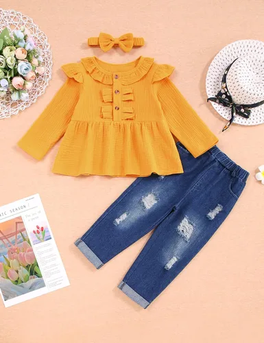 Miniatura 2 de Ropa para niña pequeña, parte superior roja sólida y pantalones con estampado de leopardo, ropa de bebé, ropa de invierno, 3 piezas para niñas
