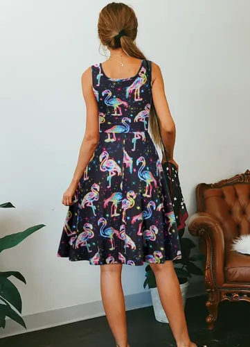 Miniatura 12 de uideazone - Vestido de mujer sin mangas cuello redondo de verano, para playa, casual, Midi línea A.