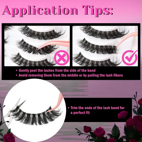 Miniatura 7 de Veleasha Pestañas rusas postizas con banda transparente que parecen extensiones de pestañas, tiras de pestañas con curvatura D, paquete de 10 pares